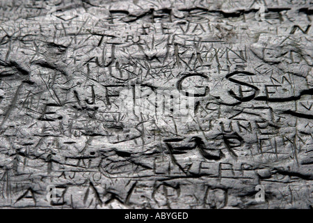 Graffiti on Old Slate Block Stock Photo