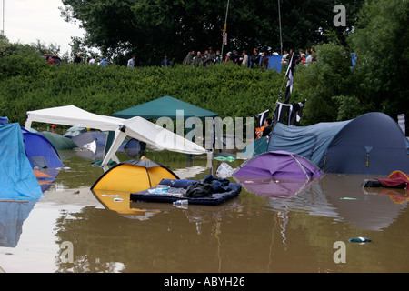 Flooding at Glastonbury Festival 2005 The biggest music festival in Europe Worthy Farm Pilton Somerset England Stock Photo