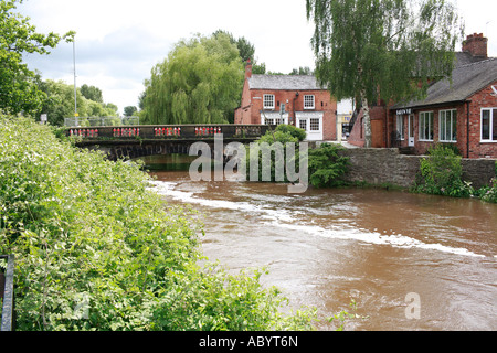 The River Weaver in Nantwich after heavy rain Stock Photo