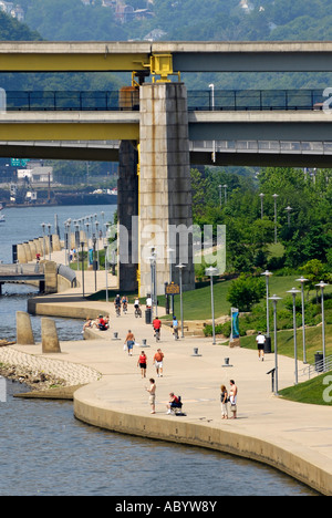 North Shore Trail in the Allegheny River Park in the city of Pittsburgh Pennsylvania Pa USA Stock Photo