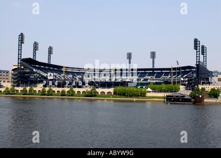 PNC Park, home field to the Pirates playing the Milwaukee Brewers on a  summer night looking down the left field line from the seats in Pittsburgh,  PA Stock Photo - Alamy