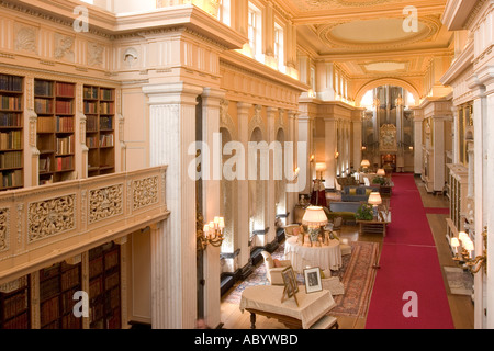 England Oxfordshire Woodstock Blenheim Palace interior Long Library towards Willis Organ from the balcony Stock Photo