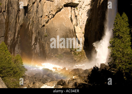 Lower Yosemite Falls Rainbow Stock Photo