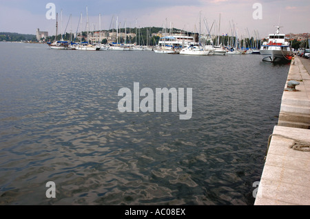 Pula harbour port Istria Croatia former ex Yugoslavia Pola Polei Croazia Hrvatska Istra Istrian Peninsula East Eastern Europe Stock Photo