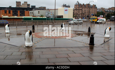 Penguin Statues outside Discovery Point,Discovery Quay,River Tay,Dundee,Scotland, United Kingdom Stock Photo