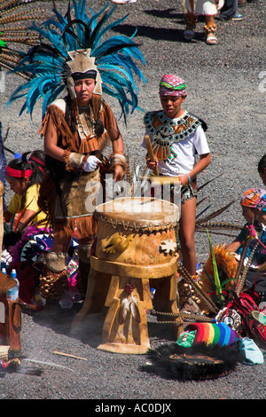 Indians entertaining, Teotihuacan Archaeological Site, Mexico City, Mexico Stock Photo