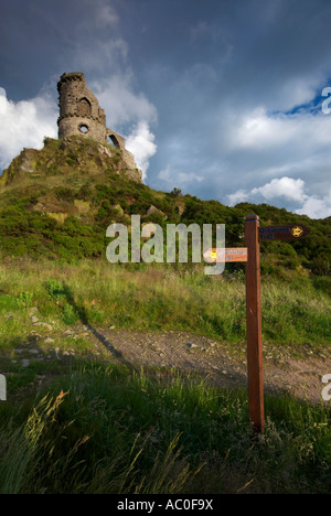 The Gritstone Marker Post Mow Cop On The Cheshire Staffordshire Border UK Stock Photo