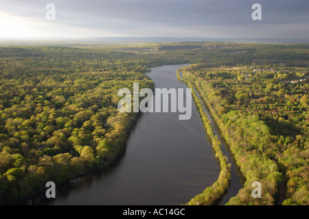 Aerial view of Raritan River and Canal near Princeton, New Jersey, U.S.A. Stock Photo