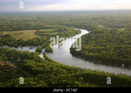 Aerial view of Raritan River near Princeton, New Jersey, U.S.A. Stock Photo