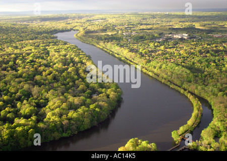 Aerial view of Raritan River near Princeton, New Jersey, U.S.A. Stock Photo