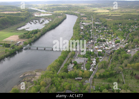 Aerial view of Frenchtown, located on the Delaware River in New Jersey, U.S.A. Stock Photo