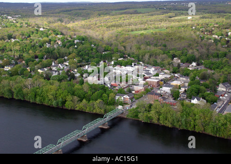 Aerial view of Frenchtown, located on the Delaware River in New Jersey, U.S.A. Stock Photo