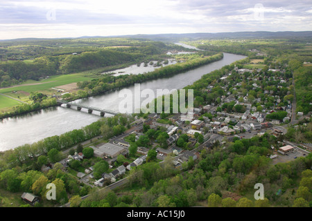 Aerial view of Frenchtown, located on the Delaware River in New Jersey, U.S.A. Stock Photo