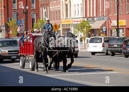 Main Street Medina NY USA sightseeing carriage Stock Photo