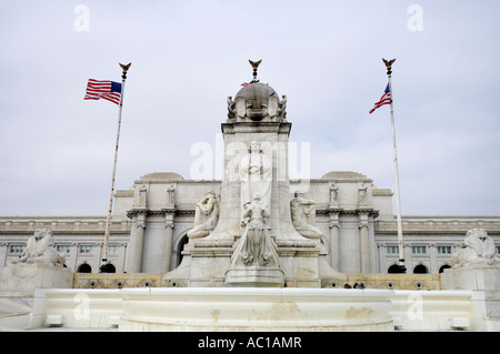 Columbus memorial fountain outside Union station Washington DC USA Stock Photo