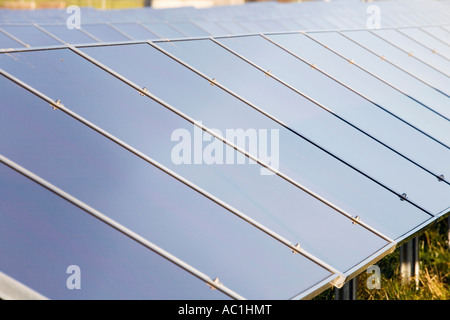 Solar cells on solar plant Stock Photo