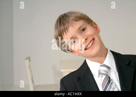 Boy dressed for First Communion, portrait Stock Photo
