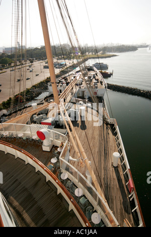 Royal Mail Steamer RMS Queen Mary Long Beach California View of bow from bridge Stock Photo