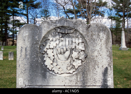 Old Headstone in a New England graveyard cemetery located in New Hampshire USA Stock Photo