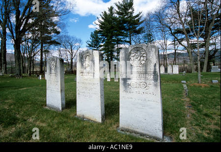 Old Headstones in a New England graveyard cemetery located in New Hampshire USA Stock Photo