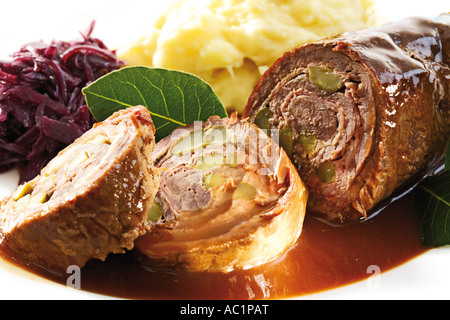 Beef roulades in pot, close-up Stock Photo