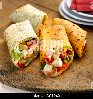 Square Wraps Food Delicious wraps filled with fresh vegetables and crispy elements at a ...
