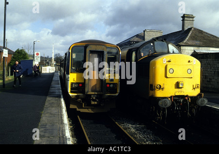 Llandovery railway station on the Heart of Wales line from Swansea to Shrewbury, which is the longest branch line in the UK. Stock Photo