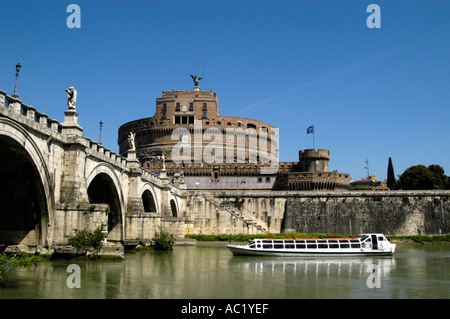 Castel Sant Angelo and Ponte Sant Angelo, Rome Italy Stock Photo