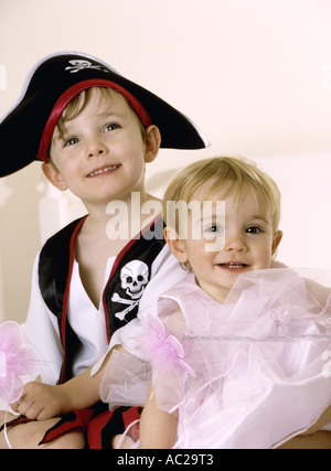 Young children in fancy dress Stock Photo