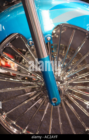 SPOKE WHEEL BLUE MUDGUARD HARLEY DAVIDSON MOTORCYCLE BAPDA6445 Stock Photo