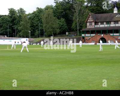 Cricket being played at the Cadbury sports club at Bournville Stock Photo