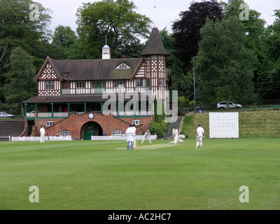 Cricket being played at the Cadbury Sports Club at Bournville Stock Photo