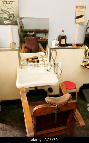 A ladies and gents hairdressers at Aberdare in the South Wales Valleys UK GB which has remained unchanged since the 1950s Stock Photo