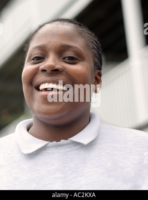 Portrait of Jamaican Guest Worker at Hotel Stock Photo