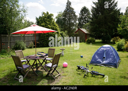 The back garden of a house in England, UK Stock Photo