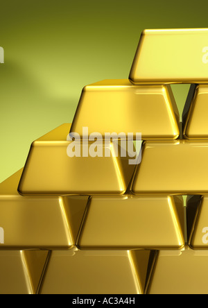 stacked gold bars Goldbarren gestapelt Haufen