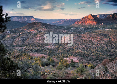 Sedona, Arizona. View of Sedona town and the area nearby, taken from the famous Cathedral Rock, south of the town. Stock Photo