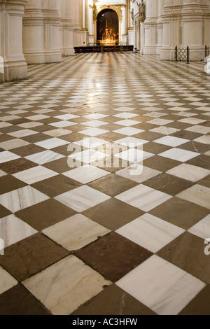 Marble tiled floor of cathedral Granada Spain Stock Photo