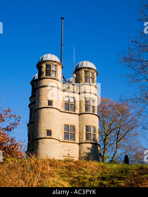 The Hunting Tower, High Up on the Hillside on the Chatsworth Estate, the Peak District in Derbyshire Stock Photo