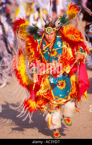 mens fancy dancer Wak Pow Wow San Xavier Mission near Tucson Arizona Stock Photo