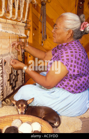 Navajo Indian Weaver Sarah Natani Navajo Indian Reservation Shiprock New Mexico Stock Photo