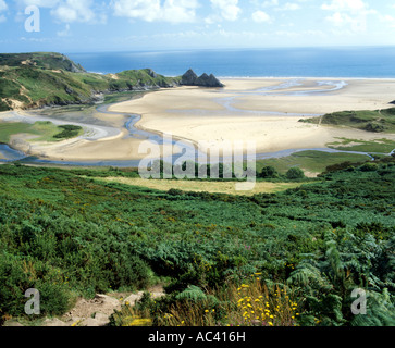 three cliffs bay from nott hill penmaen gower peninsula south wales u k