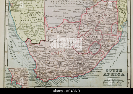 a 100 year old map of South Africa showing old boundaries Stock Photo
