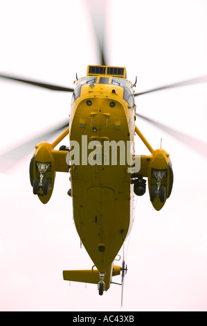 RAF Sea King Helicopter coming into land on a mountain rescue mission, Ambleside, Lake district, UK Stock Photo