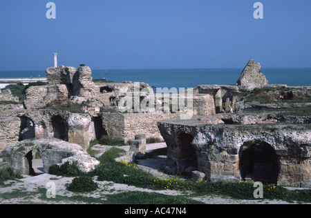 Ruins of the ancient city of Carthage on the Mediterranean coast of Tunisia North Africa near Tunis the capital Stock Photo