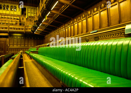 Empty backbenches UK Parliament Stock Photo