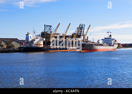 Shipping Industry / Bulk Cargo Ships in the 'Port of Melbourne' Victoria  Australia. Stock Photo