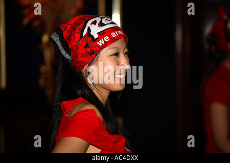 South Korean (Republic) fans watching 2006 World Cup Finals drawn match vs France, Cafe de Paris, London Stock Photo