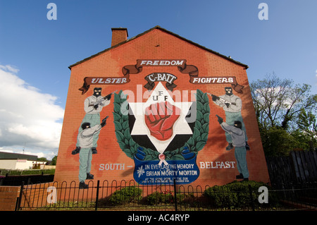 Loyalist Taughmonagh estate sectarian murals Belfast May 2007 Stock ...