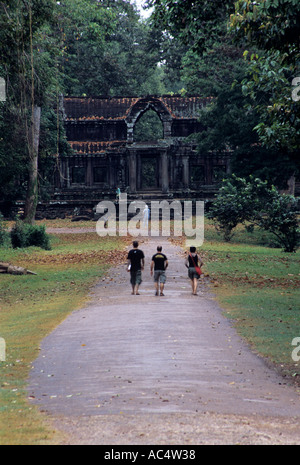Tourists Wandering through Angkor Wat Cambodia Stock Photo